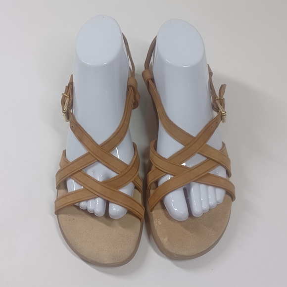 GH Bass Sandals Leather Strappy Tan Gold Buckle Women Size 8.5 or 8 1/2 - Picture 7 of 11